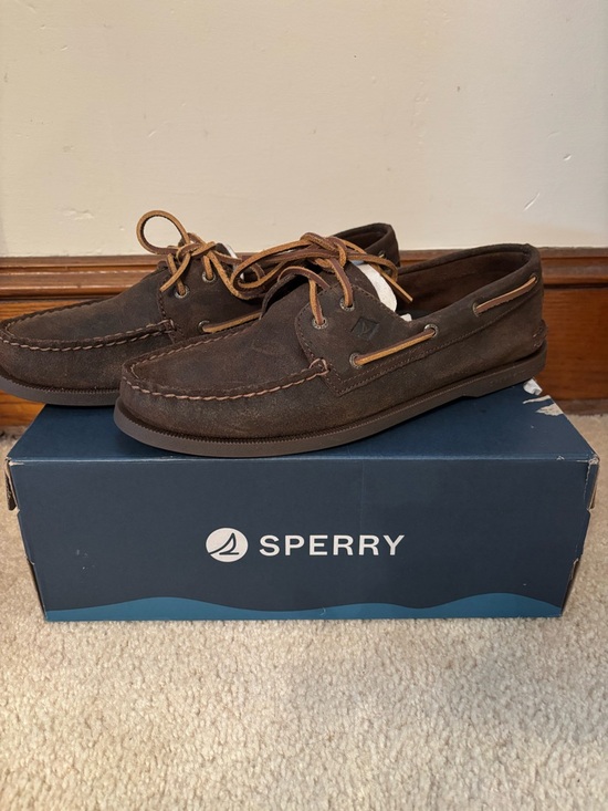 Sperry Other - ✨HOST PICK✨- NWOT Sperry Men’s Dark Brown Suede Boat Shoes with Tan Laces